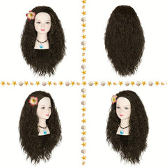 Long Curly Princess Wig Flower Costume Halloween Party Wig