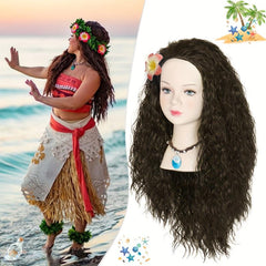 Long Curly Princess Wig Flower Costume Halloween Party Wig