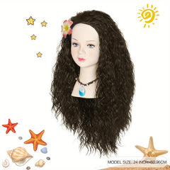 Long Curly Princess Wig Flower Costume Halloween Party Wig