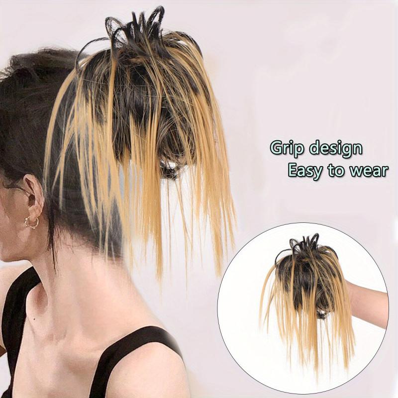 Straight Claw Hair Buns Updo Chignon Synthetic Clip In Hair Extensions