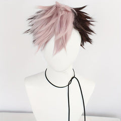 Short Two Tone Brown Pink Straight Hair Wigs for Cosplay Party