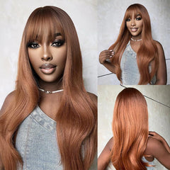Brown Long Curly Hair Stylish Synthetic Wig for Women LC040