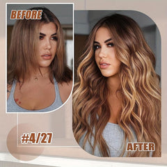 20pcs Tape In Hair Extensions Human Hair Seamless Skin Weft Highlight 4/27