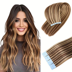 20pcs Tape In Hair Extensions Human Hair Seamless Skin Weft Highlight 4/27
