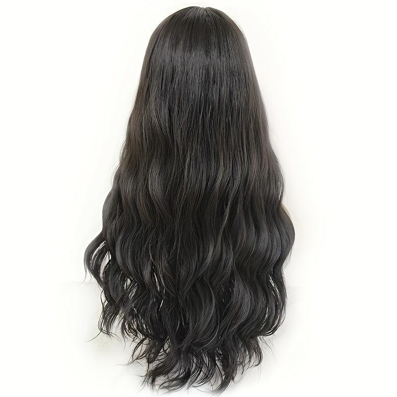 Body Wave Wigs With Bangs - Long Wavy Synthetic Hair