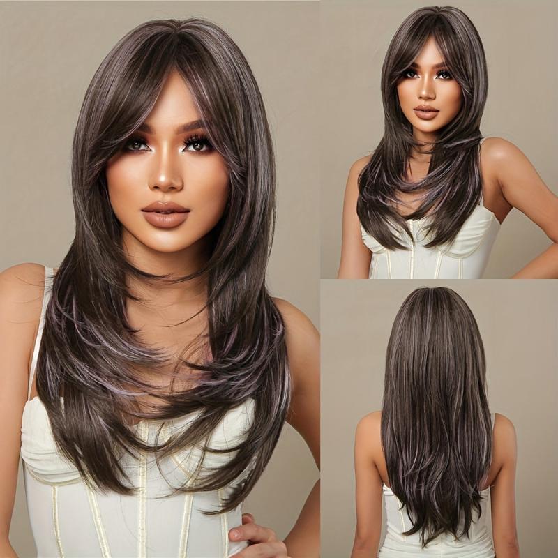 55 88 Cm Gradient Wig Long Straight Hair Stylish Synthetic Wigs For Women