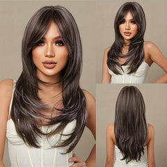 55 88 Cm Gradient Wig Long Straight Hair Stylish Synthetic Wigs For Women