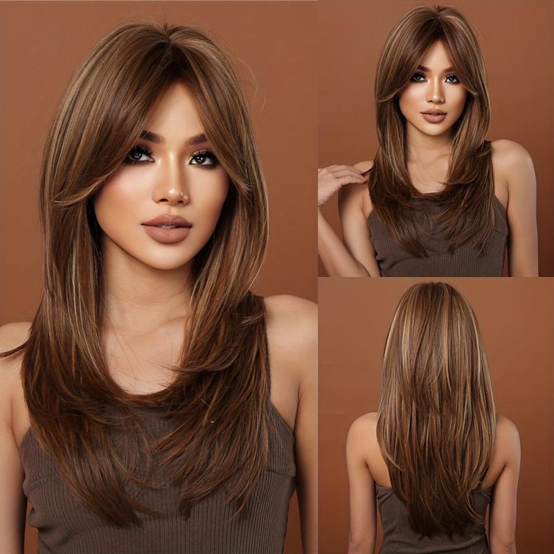 55 88 Cm Gradient Wig Long Straight Hair Stylish Synthetic Wigs For Women