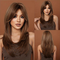 55 88 Cm Gradient Wig Long Straight Hair Stylish Synthetic Wigs For Women
