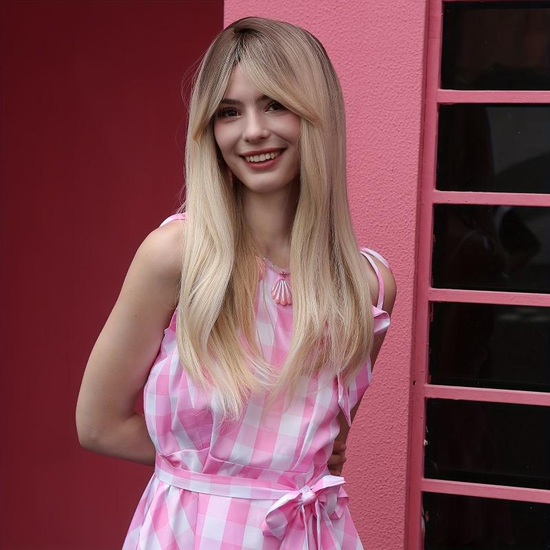 55 88 Cm Gradient Wig Long Straight Hair Stylish Synthetic Wigs For Women