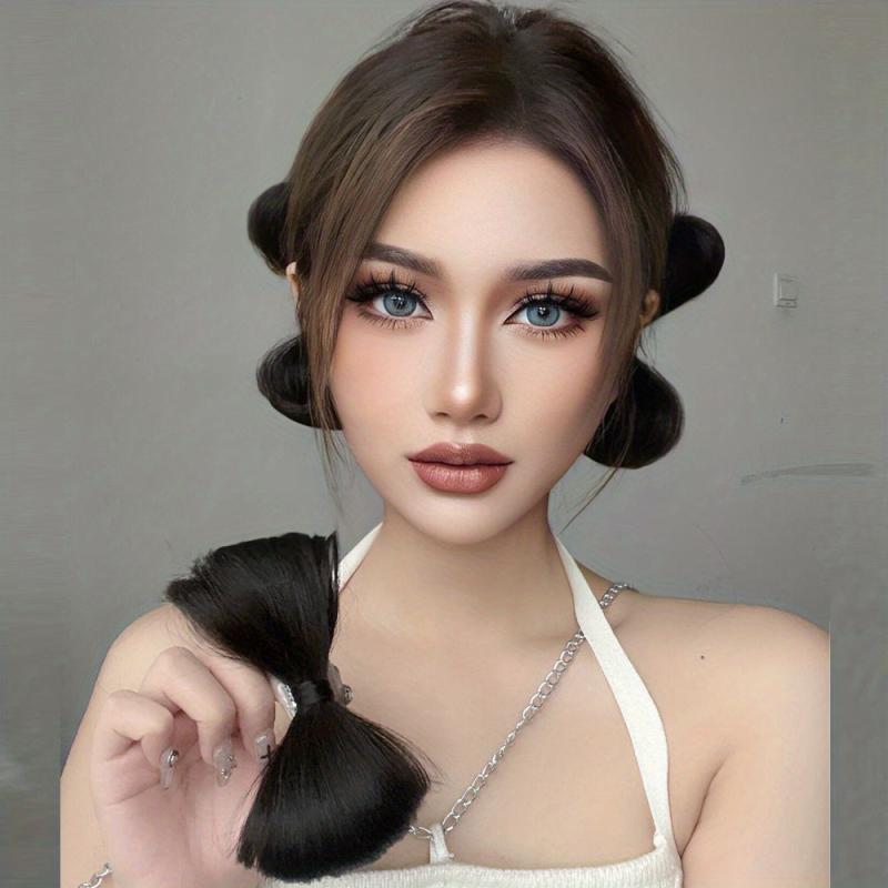 10 16 Cm Bow Claw Hair Bun Updo Hairpiece Natural Brown