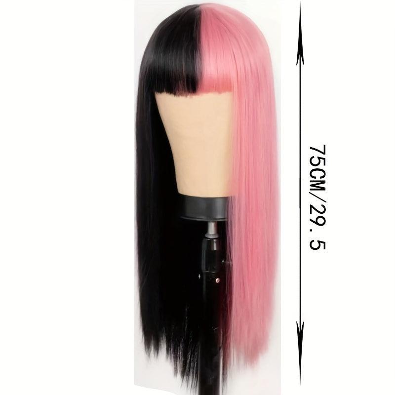 Long Straight Synthetic Wig With Bangs Anime Cosplay Wig