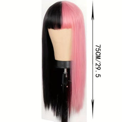 Long Straight Synthetic Wig With Bangs Anime Cosplay Wig