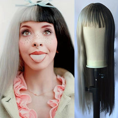 Long Straight Synthetic Wig With Bangs Anime Cosplay Wig