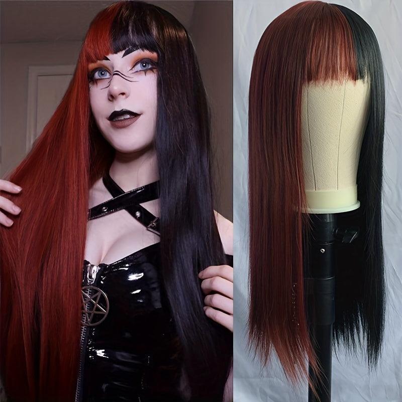 Long Straight Synthetic Wig With Bangs Anime Cosplay Wig