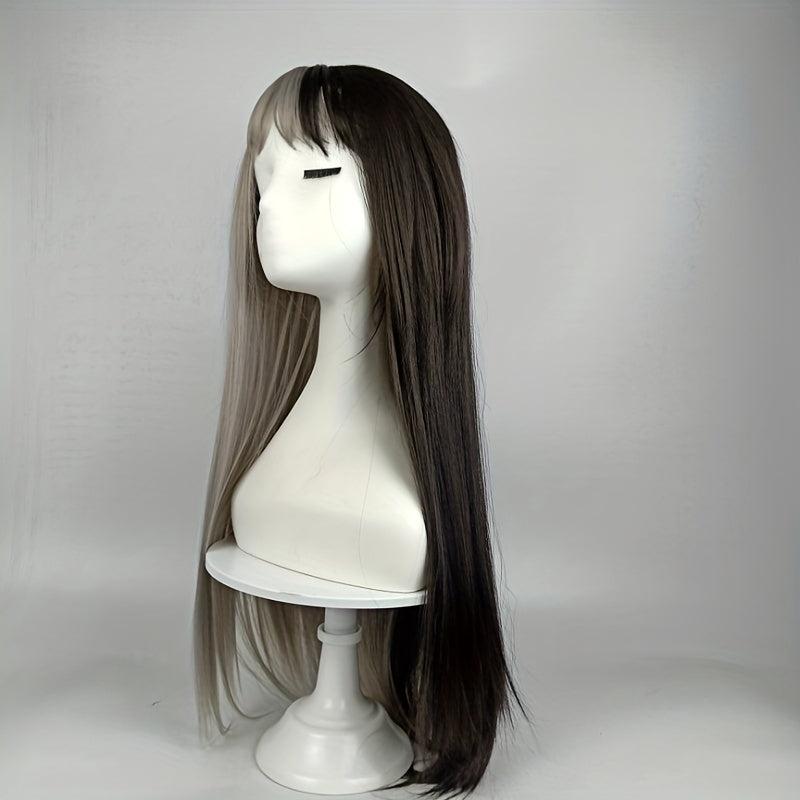 Long Straight Synthetic Wig With Bangs Anime Cosplay Wig