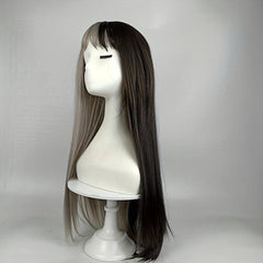 Long Straight Synthetic Wig With Bangs Anime Cosplay Wig