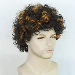 Short Wavy Brown Mixed Hair Wigs For Men - Cosplay Anime Halloween Costume