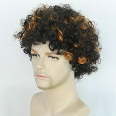 Short Wavy Brown Mixed Hair Wigs For Men - Cosplay Anime Halloween Costume