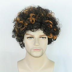 Short Wavy Brown Mixed Hair Wigs For Men - Cosplay Anime Halloween Costume