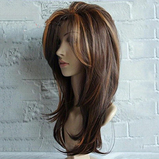 Gradient Long Curly Hair Wigs Fluffy Synthetic Fiber Hair Wigs