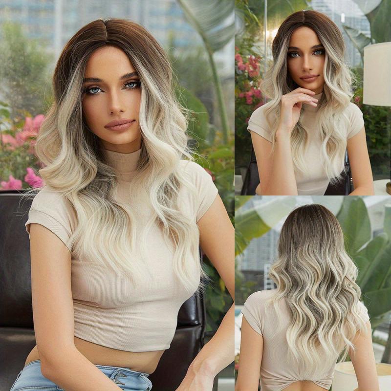 Long Loose Curly Wigs with Bangs Synthetic None Lace Wigs