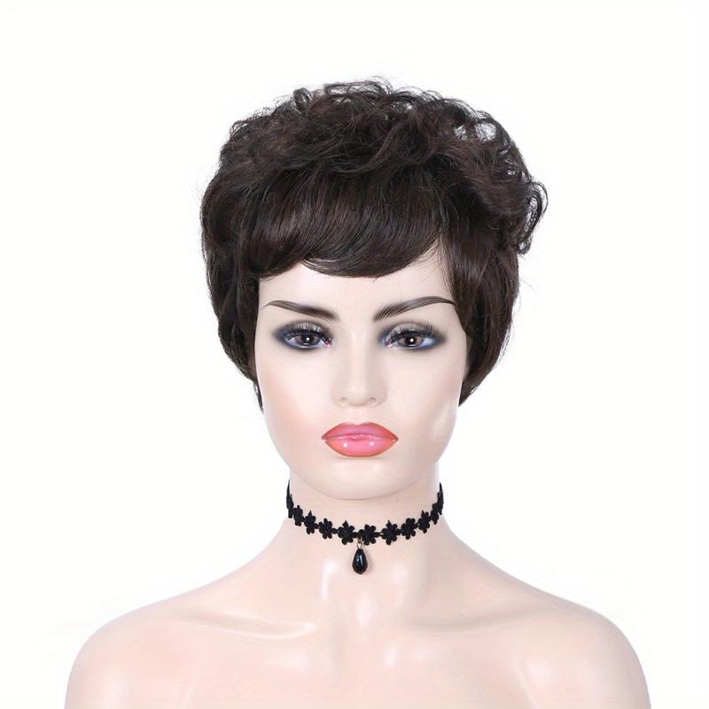 Short Layer Curly Pixie Cut Synthetic Wig with Bangs