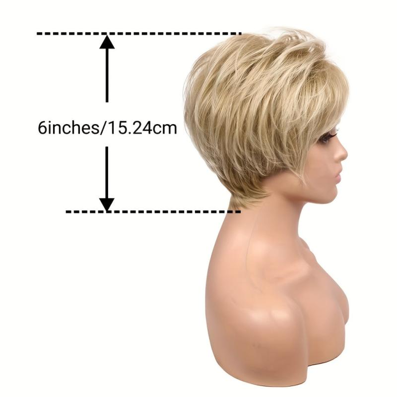 Short Layer Curly Pixie Cut Synthetic Wig with Bangs