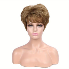 Short Layer Curly Pixie Cut Synthetic Wig with Bangs