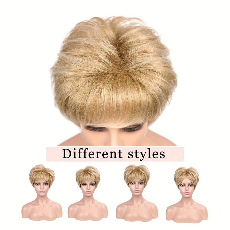 Short Layer Curly Pixie Cut Synthetic Wig with Bangs