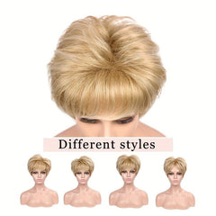 Short Layer Curly Pixie Cut Synthetic Wig with Bangs