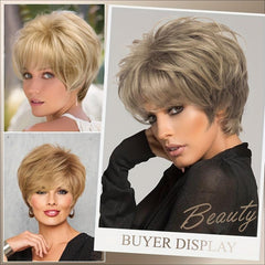Short Layer Curly Pixie Cut Synthetic Wig with Bangs