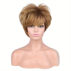 Short Layer Curly Pixie Cut Synthetic Wig with Bangs