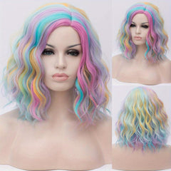 Two Tone Short Wavy Curly Wigs Ombre Synthetic Hair Wigs For Women