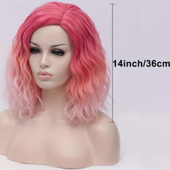 Two Tone Short Wavy Curly Wigs Ombre Synthetic Hair Wigs For Women