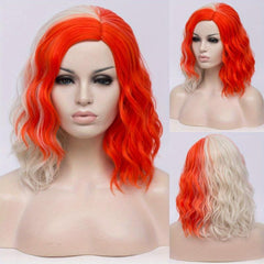 Two Tone Short Wavy Curly Wigs Ombre Synthetic Hair Wigs For Women