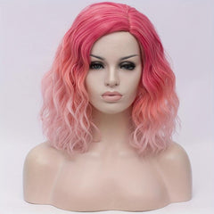 Two Tone Short Wavy Curly Wigs Ombre Synthetic Hair Wigs For Women