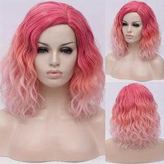 Two Tone Short Wavy Curly Wigs Ombre Synthetic Hair Wigs For Women