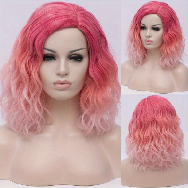 Two Tone Short Wavy Curly Wigs Ombre Synthetic Hair Wigs For Women