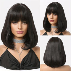 16 Inch Straight Bob Wig with Bangs for Volume and Length