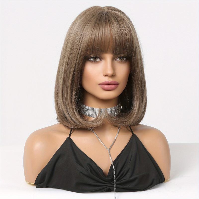 16 Inch Straight Bob Wig with Bangs for Volume and Length