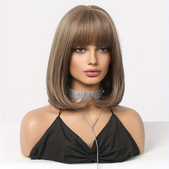 16 Inch Straight Bob Wig with Bangs for Volume and Length