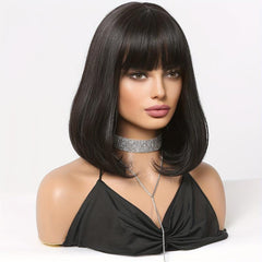 16 Inch Straight Bob Wig with Bangs for Volume and Length