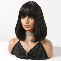 16 Inch Straight Bob Wig with Bangs for Volume and Length