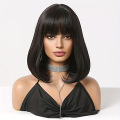 16 Inch Straight Bob Wig with Bangs for Volume and Length