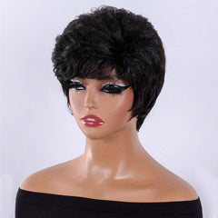 Short Curly Pixie Cut Synthetic Wig Fluffy Wig With Bangs