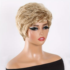 Short Curly Pixie Cut Synthetic Wig Fluffy Wig With Bangs