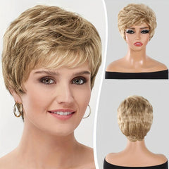 Short Curly Pixie Cut Synthetic Wig Fluffy Wig With Bangs