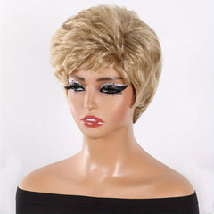 Short Curly Pixie Cut Synthetic Wig Fluffy Wig With Bangs