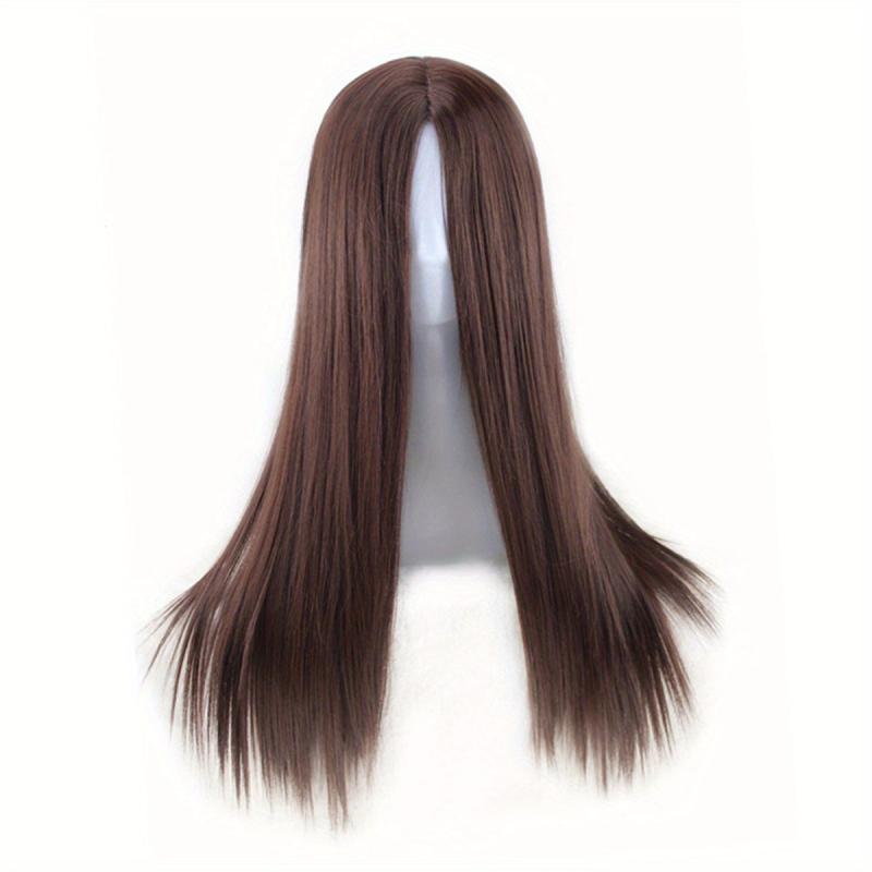 12 cm Long Straight Women's Fiber Wig Heat Resistant Synthetic Middle Part Wig